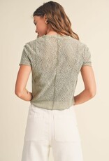 Patterned Fabric Top With Tank Top - Sage