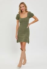Crochet Short Knit Dress - Olive