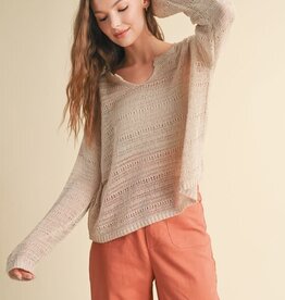 Open Knit Lightweight Sweater - Taupe