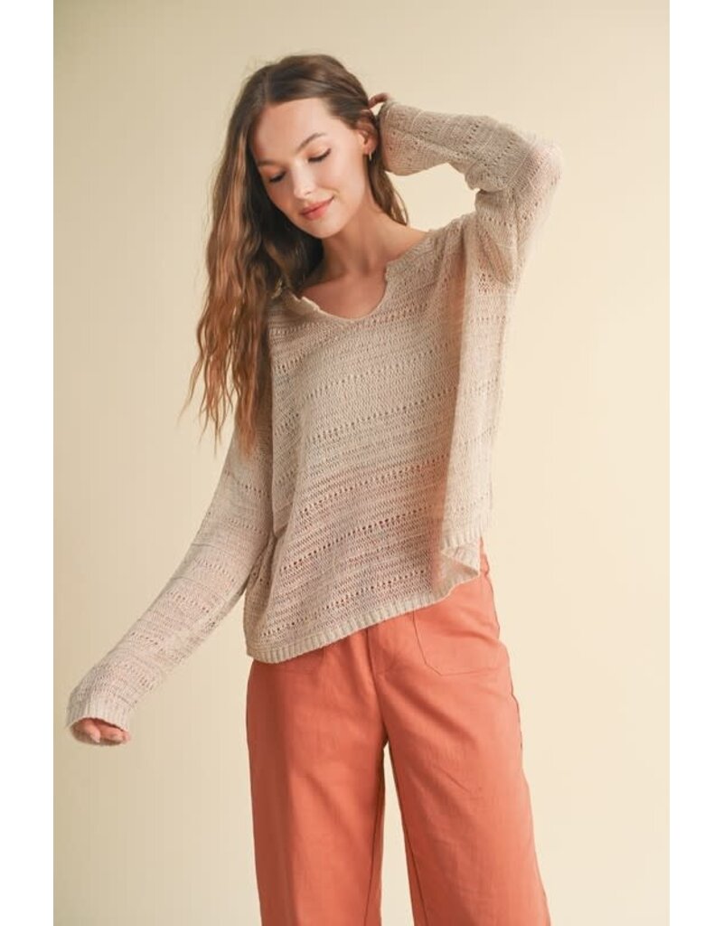 Open Knit Lightweight Sweater - Taupe