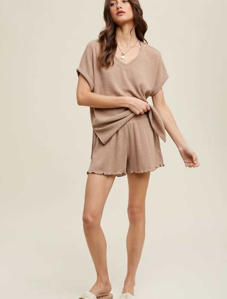 Ribbed Knit Shorts - Mocha