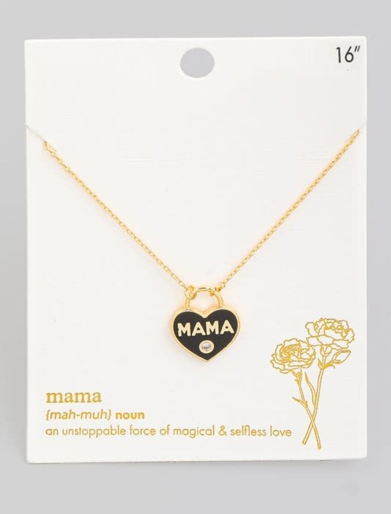 Mama Heart Lock Pendant Necklace