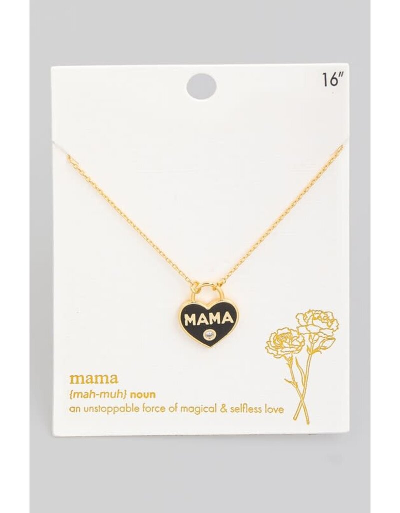 Mama Heart Lock Pendant Necklace