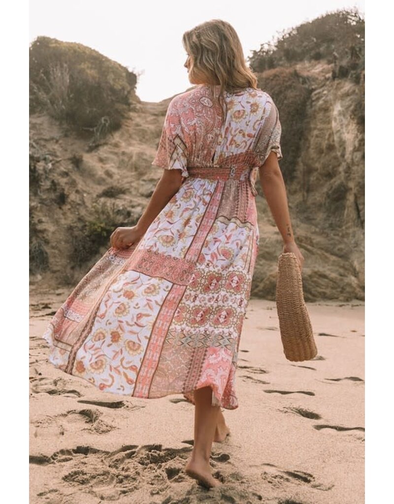 Deep V Kimono Sleeves Beach Dress