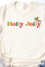 Holly Jolly Christmas Graphic Tee - Cream