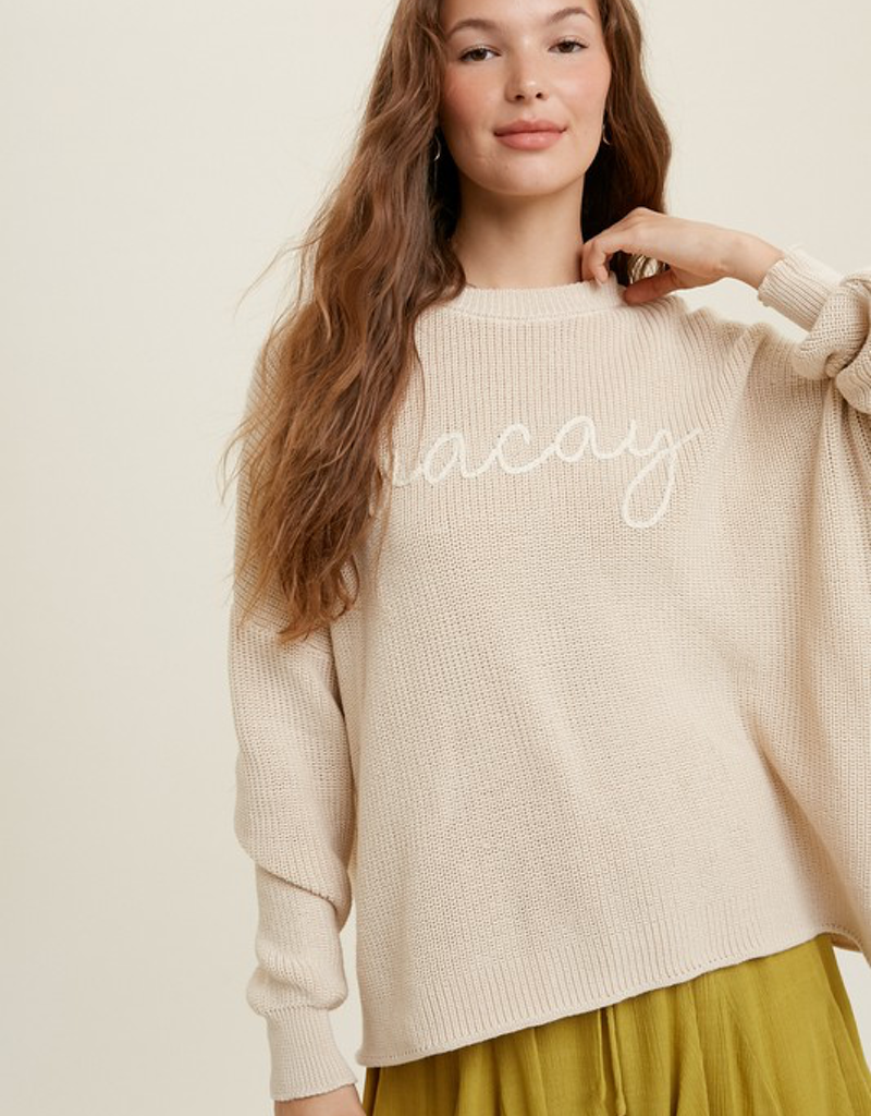 Vacay Handstitched Sweater - Natural