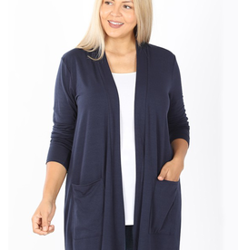 Slouchy Pocket Open Cardigan - Navy