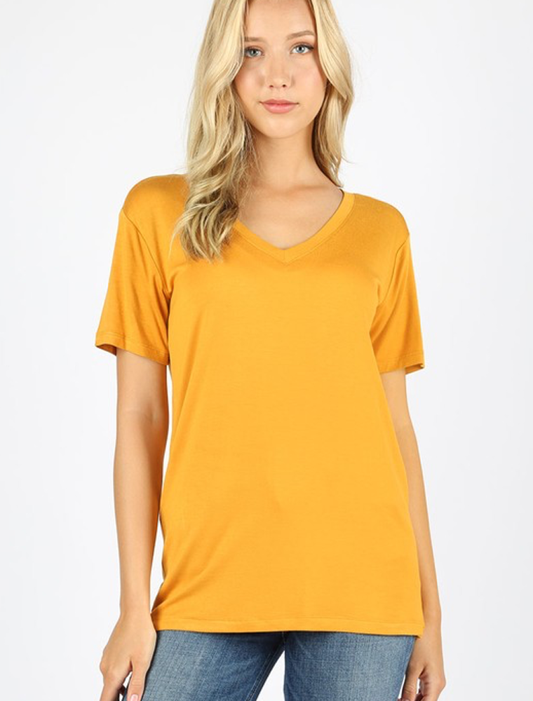 Luxe Rayon Short Sleeve Top - Ash Mustard