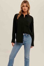 Oversized Button Down Shirt - Black
