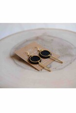 Round Bar Drop Leather Earring