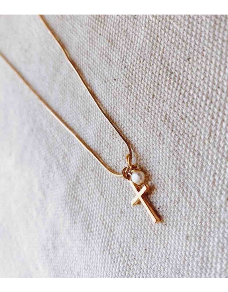 Hepburn Pearl Cross Necklace