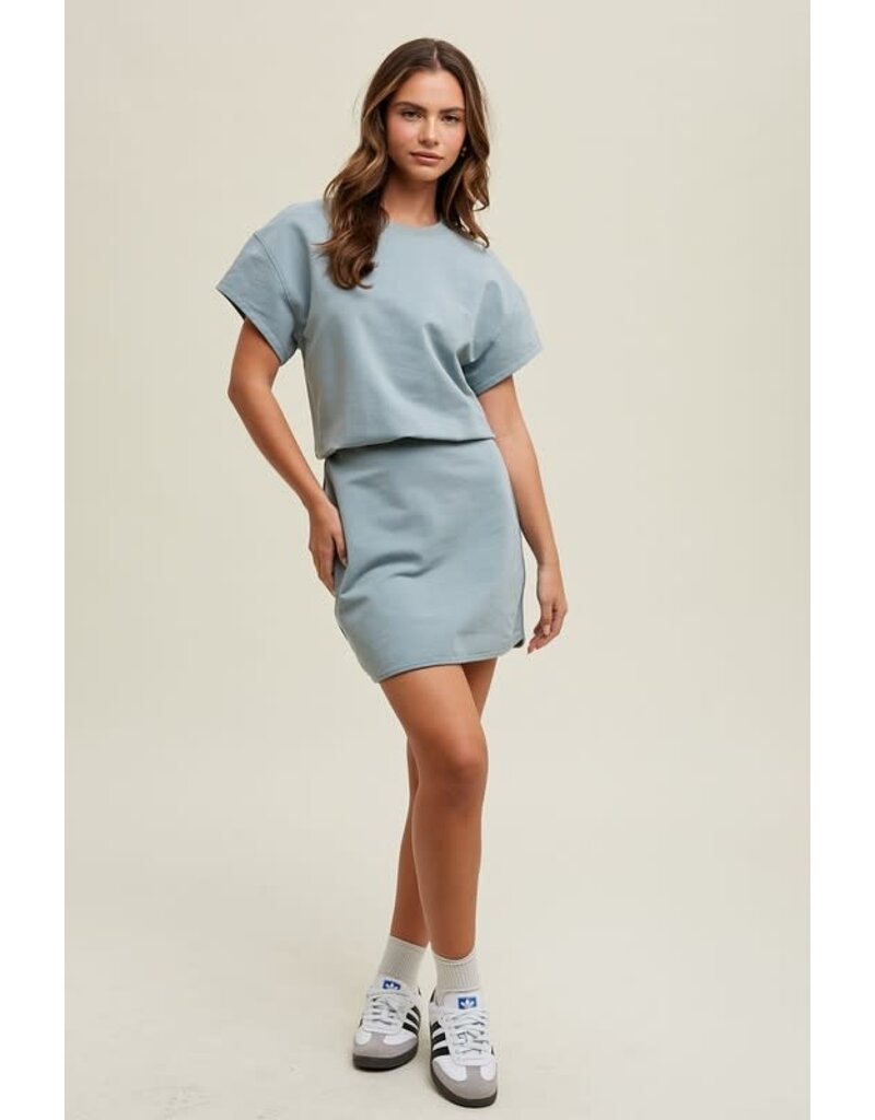 French Terry Knit Mini Dress - M. Blue