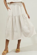 Everlanes Striped Flores Midi Skirt - Tan/White