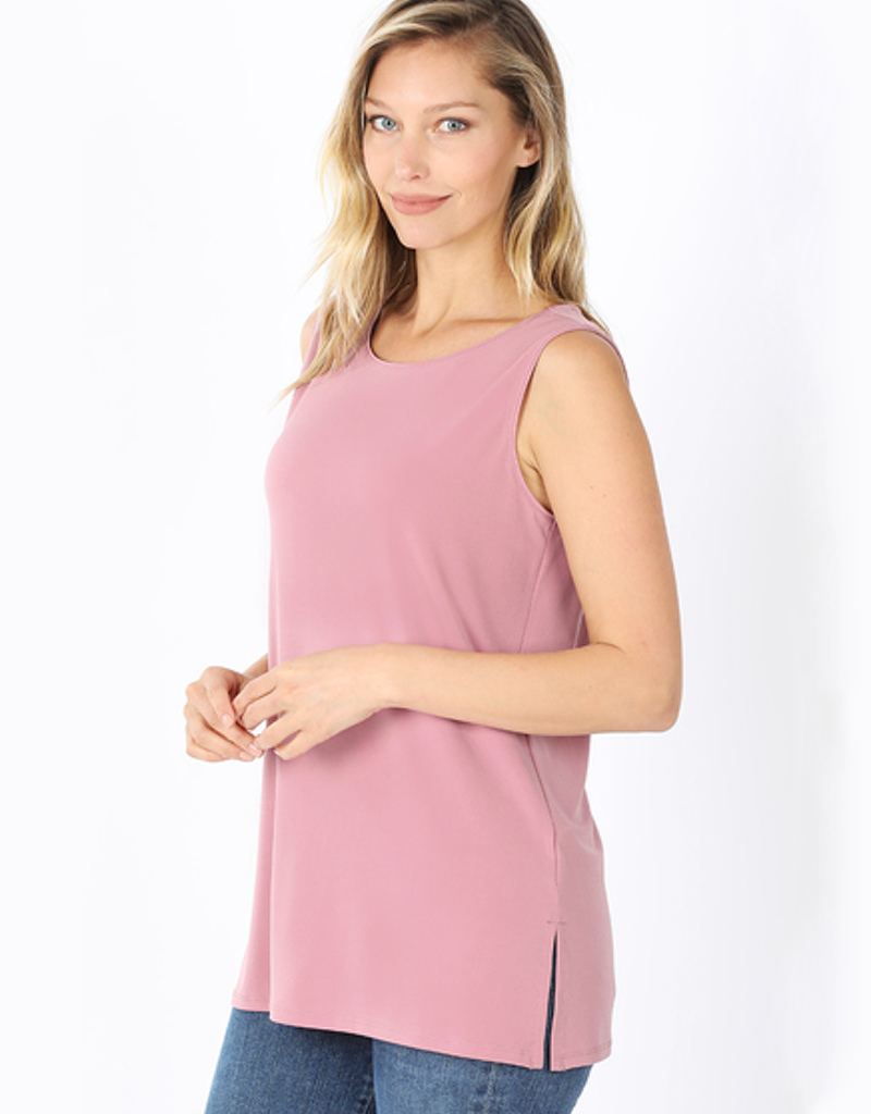 Ity Sleeveless Side Slit Top - Light Rose