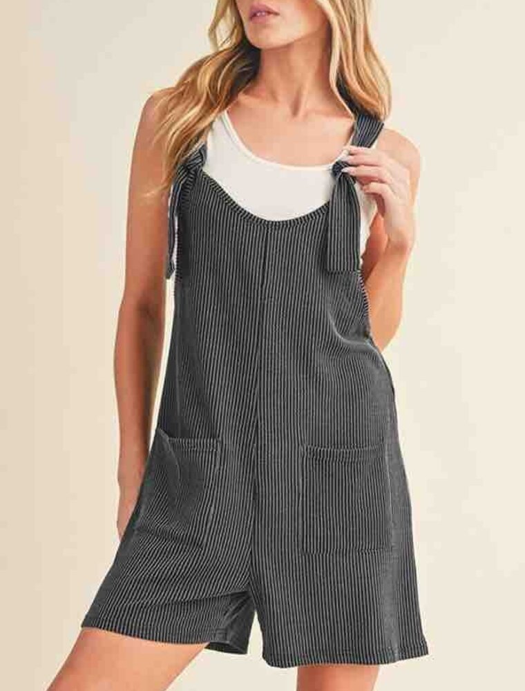 Robin Knotted Strap Romper - Gray