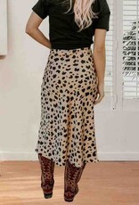 Leopard Split Hem Midi Skirt - Khaki