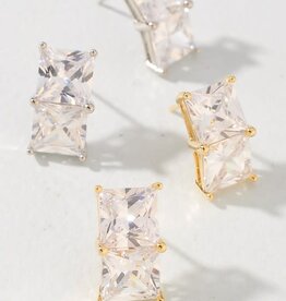 Square CZ Gold Dipped Earrings