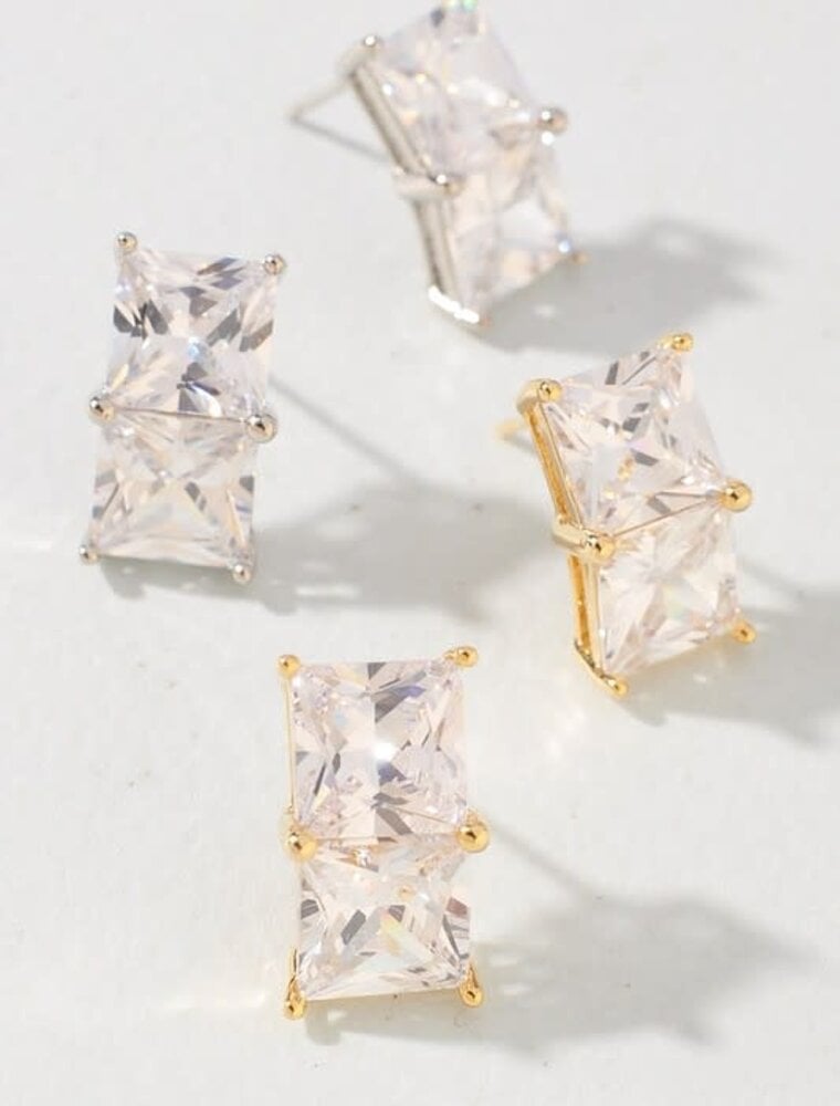 Square CZ Gold Dipped Earrings