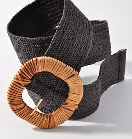 Rounded Rattan Buckle Straw Belt