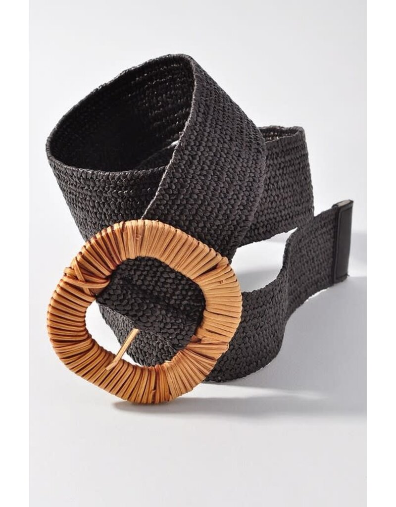 Rounded Rattan Buckle Straw Belt