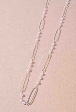 Pearl Metal Oval Chain Long Necklace