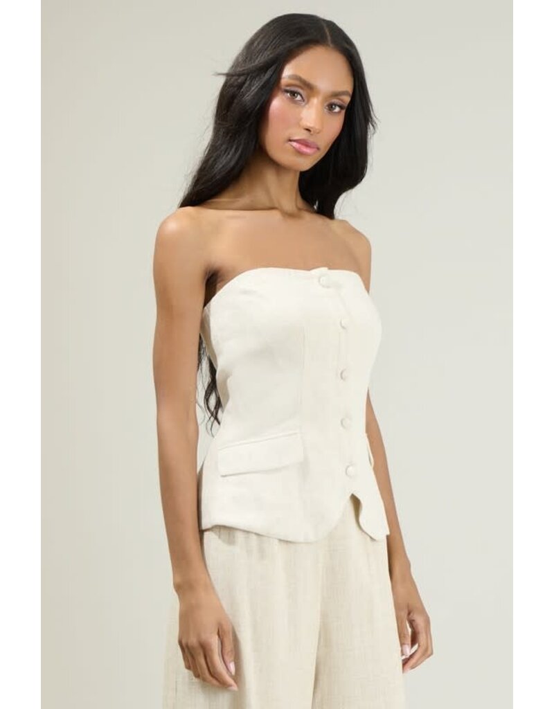 Candida Strapless Button Up Top - Natural