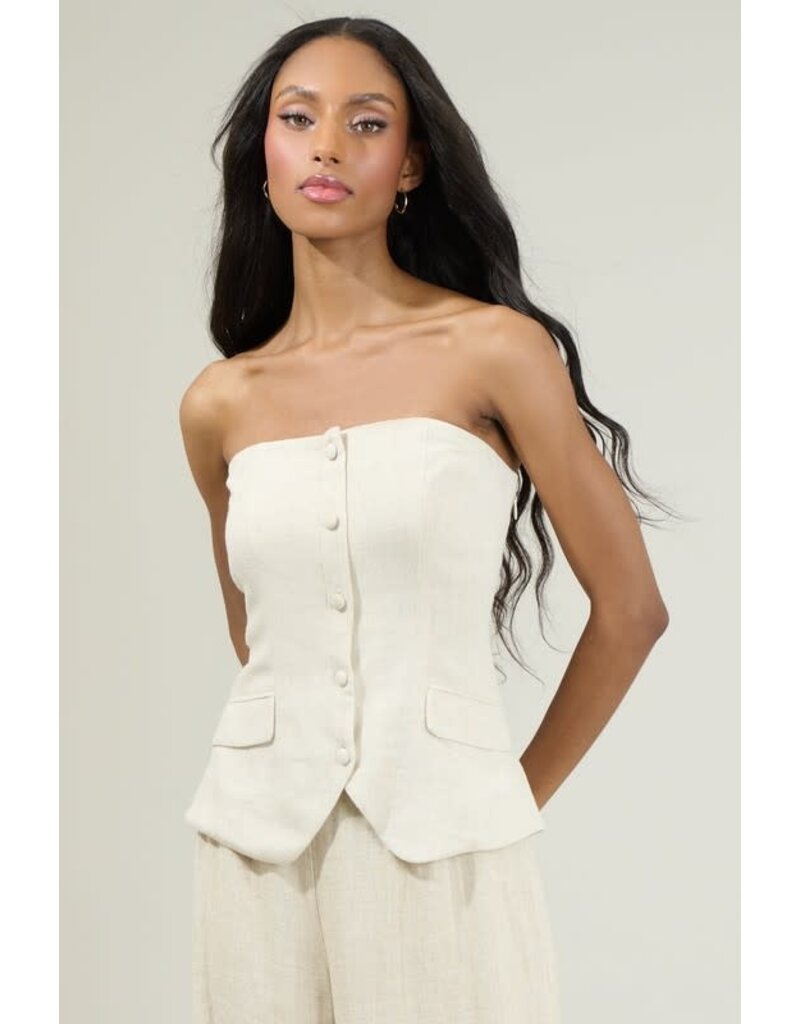 Candida Strapless Button Up Top - Natural