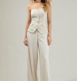 Presley Chelsea Belted Wide Leg Trousers - Natural