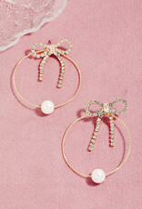Pearl Charm Hoop Bow Earrings