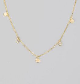 Cz And Coin Charms Chain Necklace