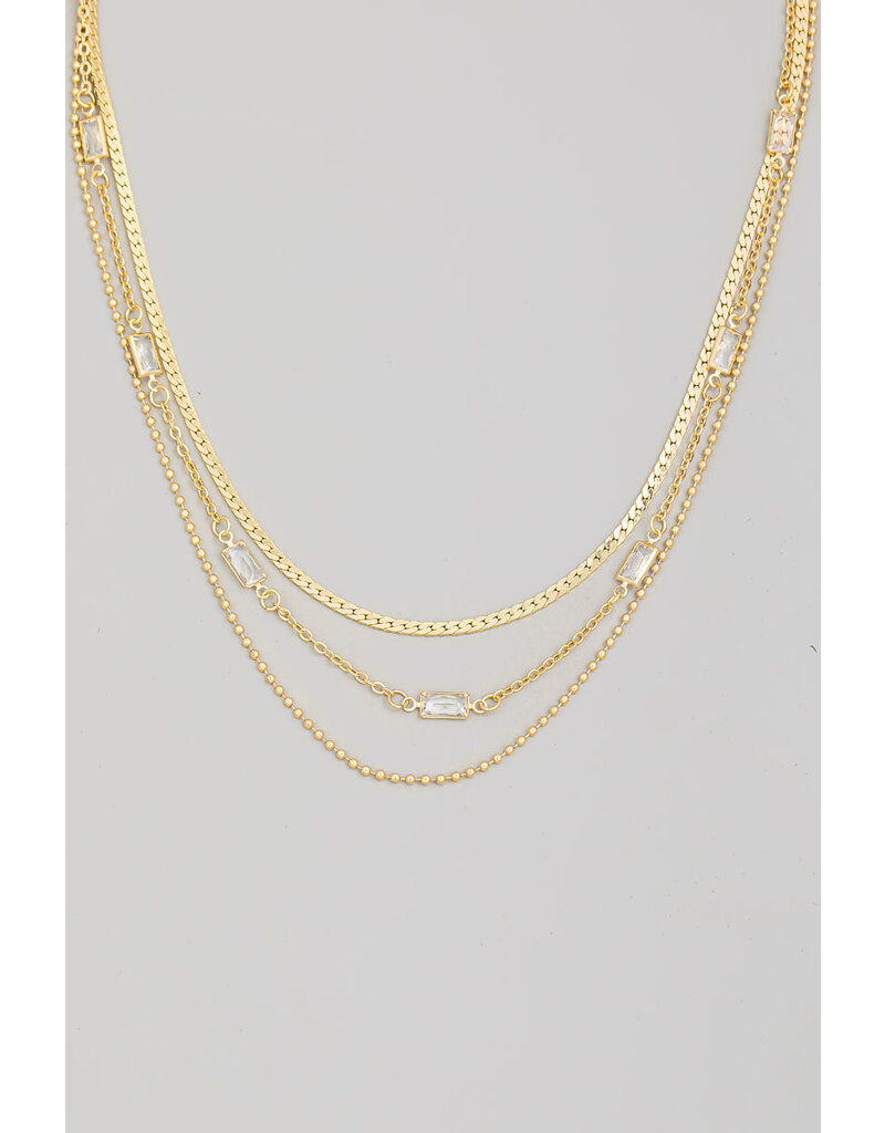 Rectangle Rhinestones Chain Necklace