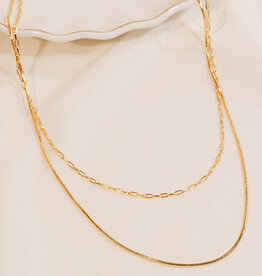 Double Dainty Chain Layered Necklace