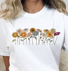 Flower Filed Comfort Colors Graphic Tee - White