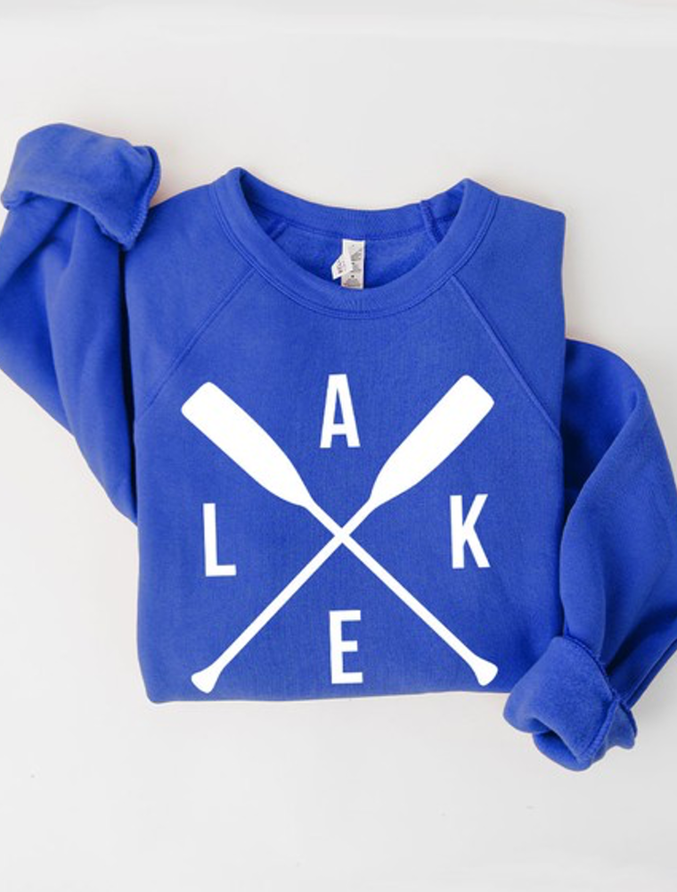 Lake Paddle Graphic Fleece Sweatshirt - Royal Blue