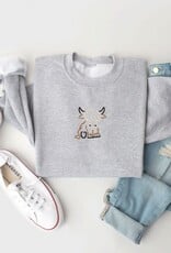 Highland Cow Embroidered Sweatshirt - Heather Grey