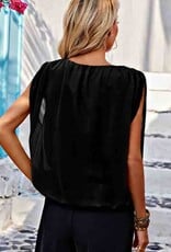 Ruched Sleeveless Top - Black