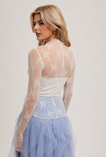 Floral Embroidery Lace Mesh Layering Top - Ivory