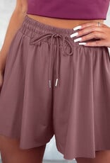 Elastic Waist Layered Flowy Shorts - Mauve