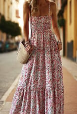 Boho Floral Ruffled Maxi Dress