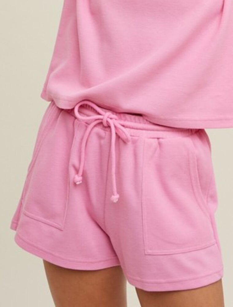 Casual Knit Shorts - Hibiscus
