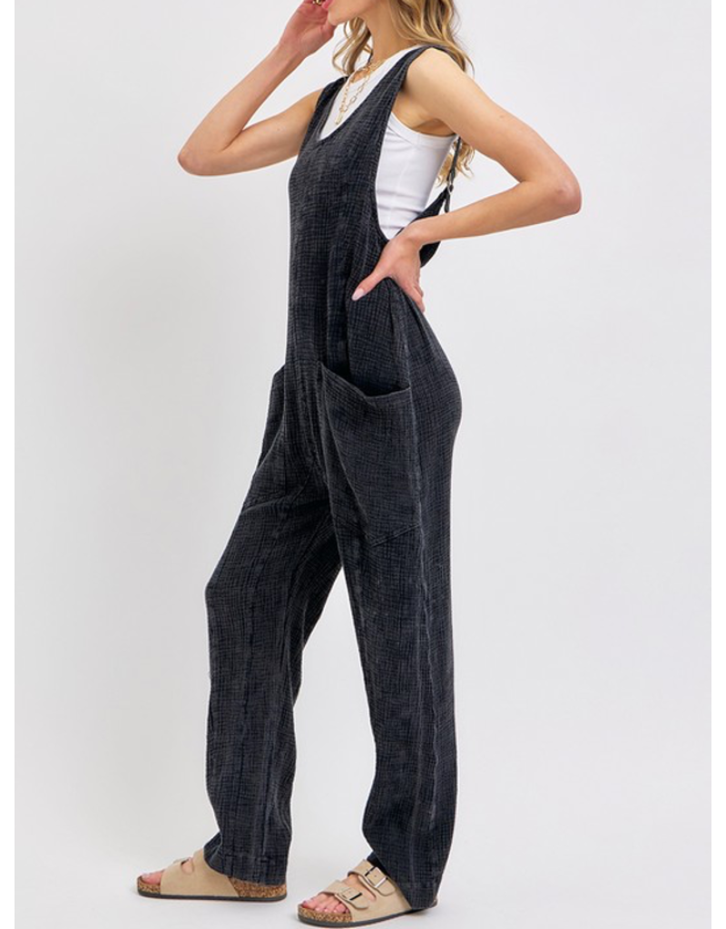 Mineral Washed Jumpsuit - Black