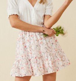 Eyelet Embroidered Floral Elastic Waist Skirt - Pink