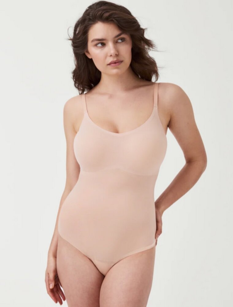 SPANX Invisible Shaping Cami Thong Bodysuit - Champagne Beige