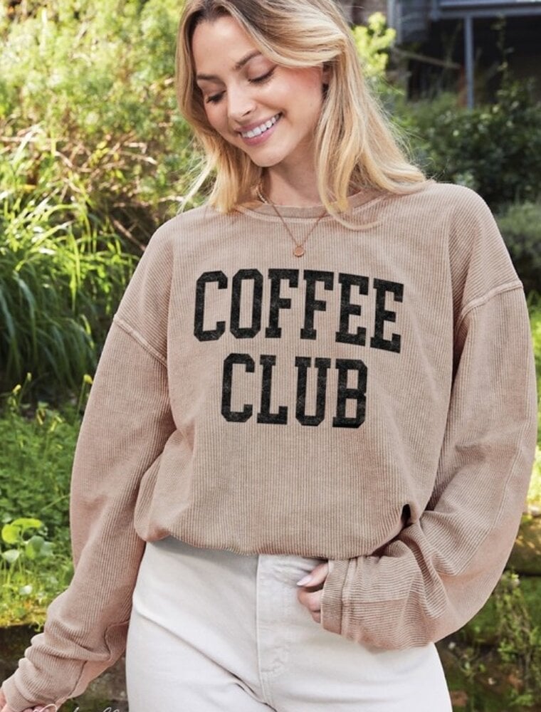 COFFEE CLUB Thermal Vintage Pullover - Latte