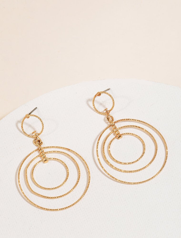 Layered Textured Hoop Dangle Earrings