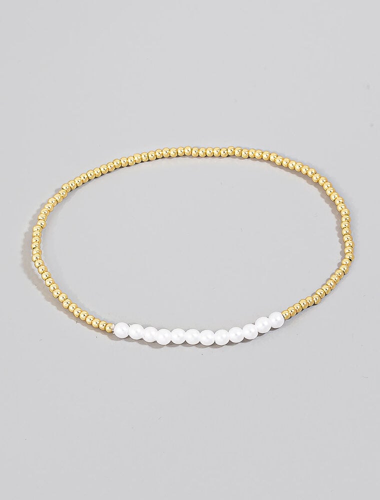 Gold Dipped Pearl Beaded Bracelet