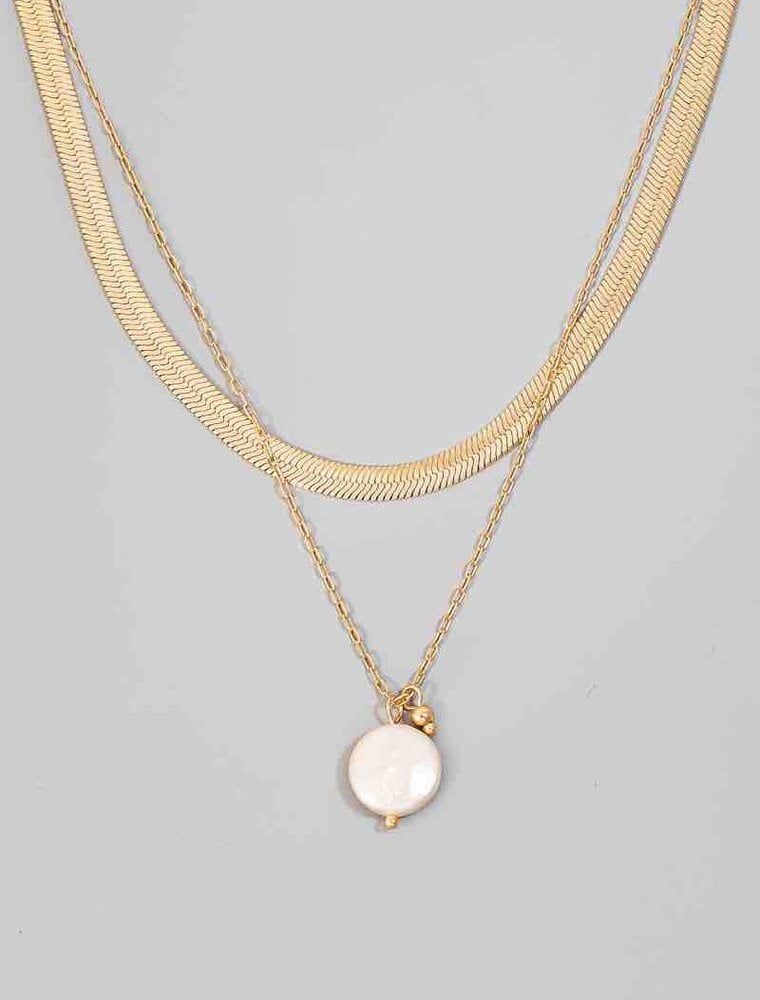 Pearl Layered Chain Necklace