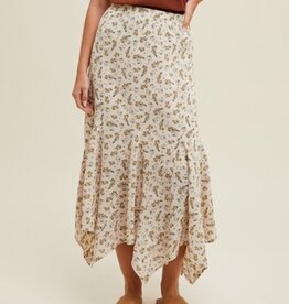 Floral Handkerchief Midi Skirt - Shell