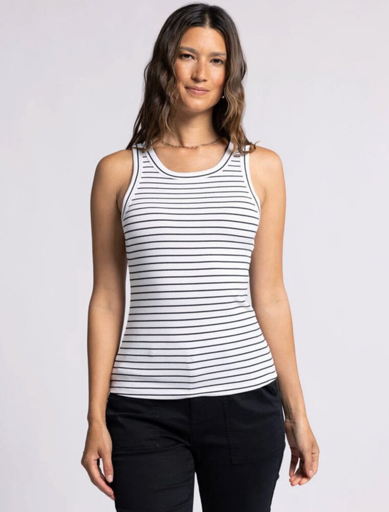 Edlin Tank - White Black Stripe