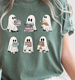 Ghost Reading Books Shirt - Olive